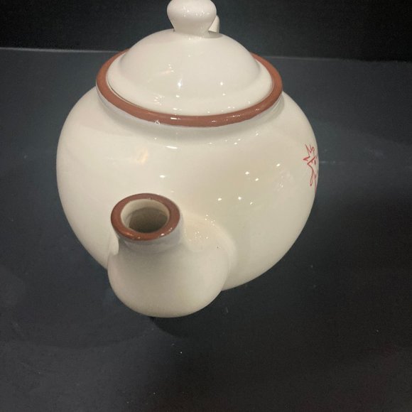 Terracotta Teapot Tea Pot with Chicken Rooster Polka Dots by Coastline Imports - Picture 5 of 9